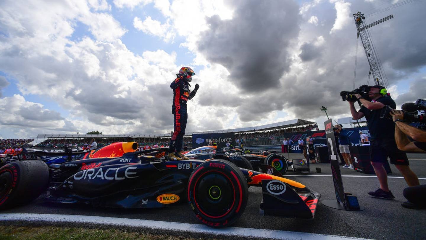 Max Verstappen celebrates in parc ferme during the F1 Grand Prix of Great Britain at Silverstone Circuit. Photo / Getty
