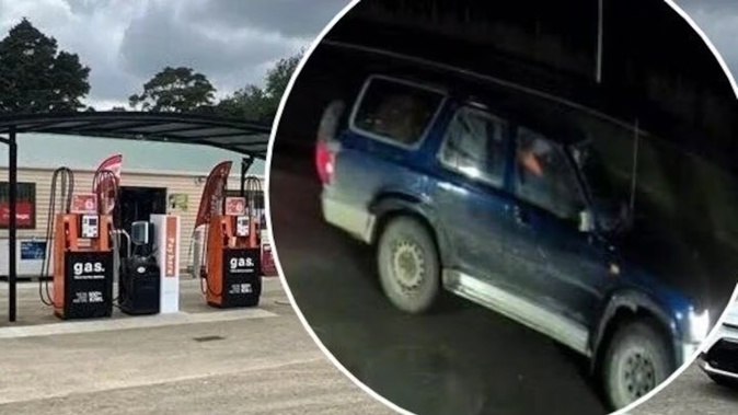 Security footage allegedly showed this vehicle at Kaihu's G.A.S. service station during each of the two times fuel was stolen overnight this month. Photos / Supplied
