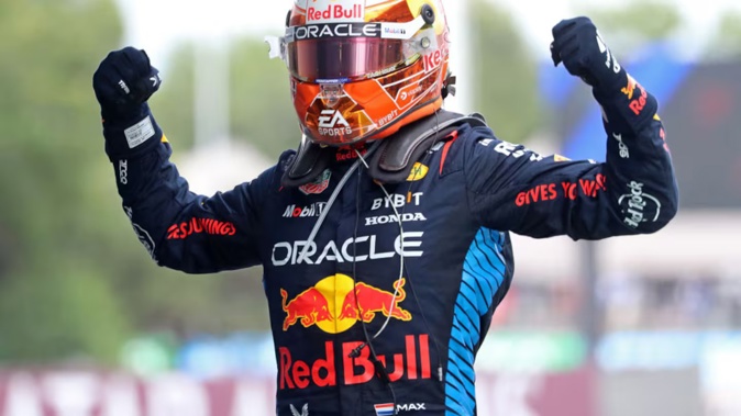 Max Verstappen celebrates his victory in the Formula 1 Aramco Spanish Grand Prix, held at the Barcelona Catalunya circuit. Photo / Getty Images