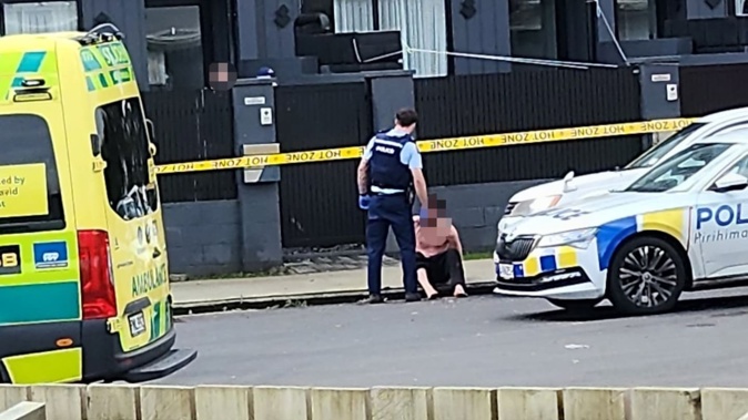 Police have detained a man at the scene. Photo / Supplied