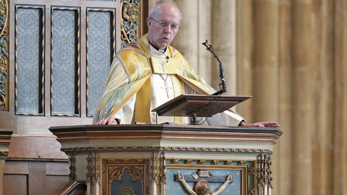 The Archbishop of Canterbury Justin Welby leads the Easter Sung Eucharist at Canterbury Cathedral in Kent. Photo / AP