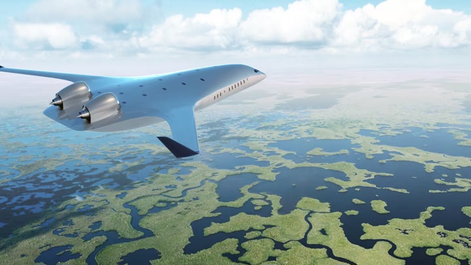 The future of aviation starts with JetZero's new 'blended wing' plane. Photo / JetZero