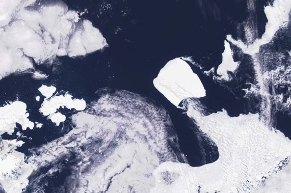The A23a iceberg moving through the sea sea near Antarctica. Photo / AP