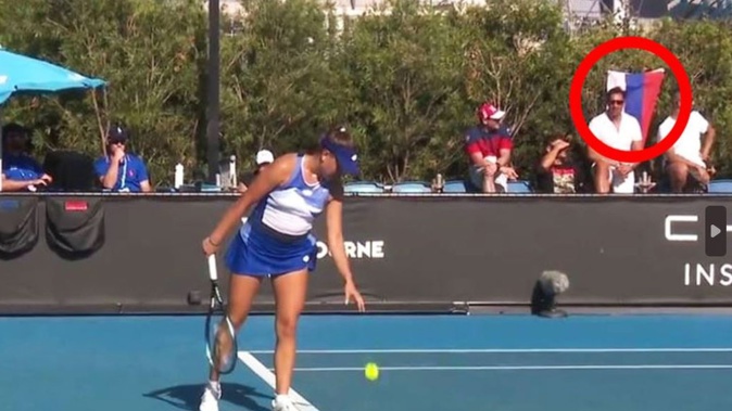 A Russian flag was seen during a match featuring a Ukrainian player during the Australian Open. Photo / File