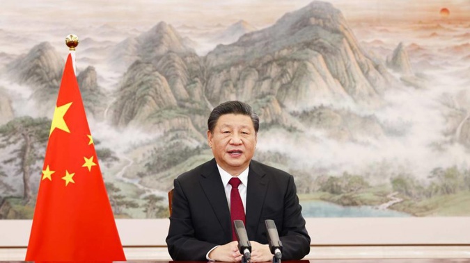 Chinese President Xi Jinping delivers a keynote address for the 2022 World Economic Forum virtual session in Beijing. Photo / AP