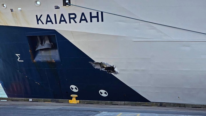 The large hole on the side of the Kaiarahi. (Photo / Regan Ingley)