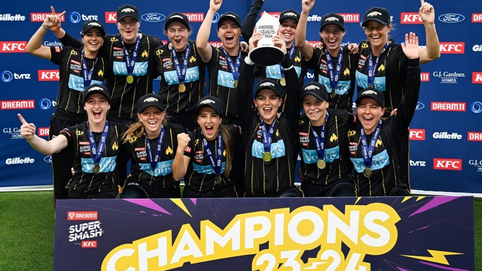 The Wellington Blaze after their 2023-24 Super Smash triumph. Photo / Supplied