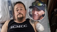 Jeremy Capper, from Galatea, lost an arm and a leg in a motorcycle accident. Garth Thompson (inset) has been charged with causing the accident. Composite photo / Mike Scott