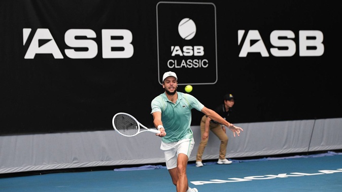 Gregoire Barrere beat John Isner in the opening round of the ASB Classic. Photo / Photosport