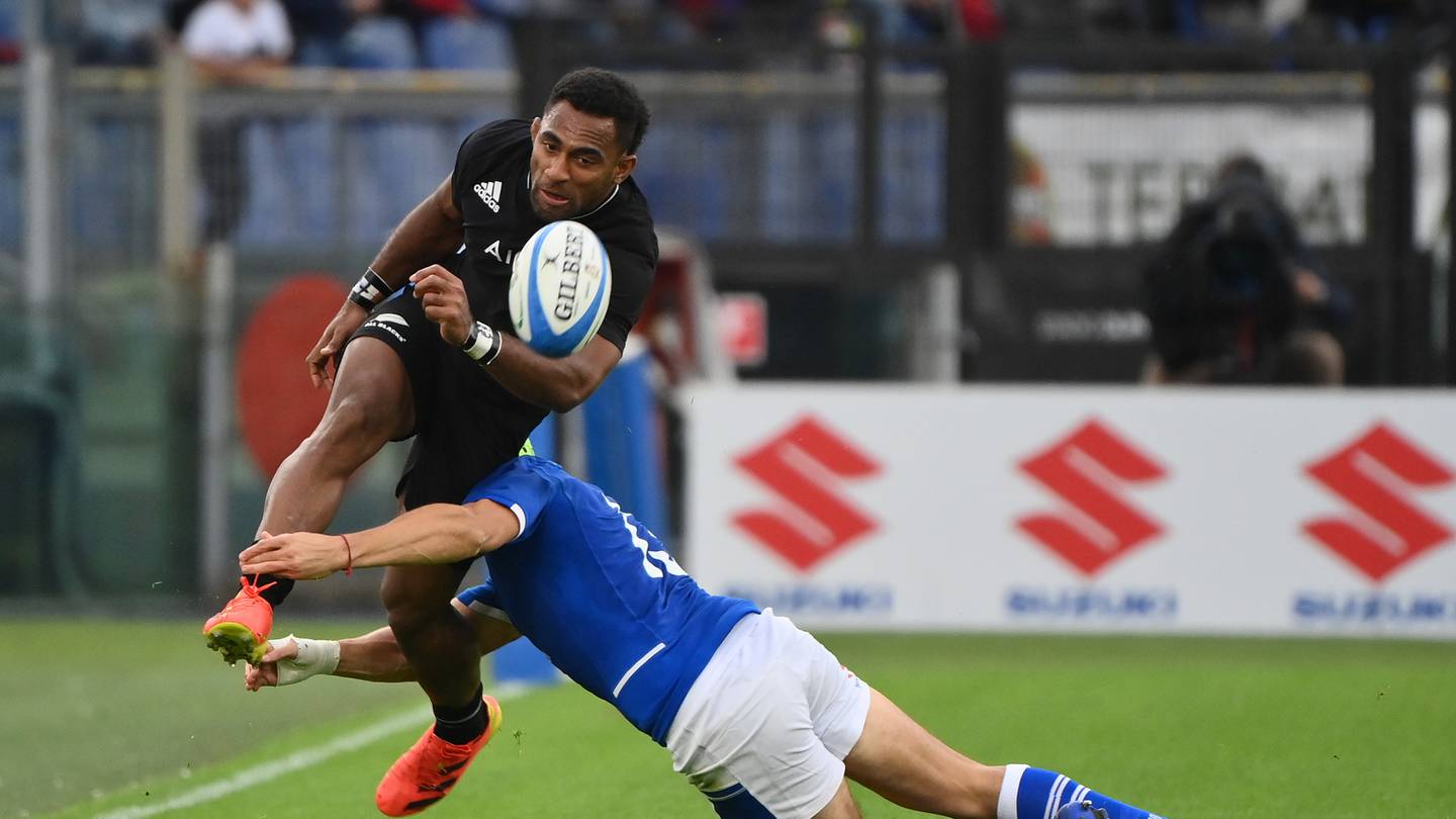 Sevu Reece in action for the All Blacks against Italy. Photo / Photosport