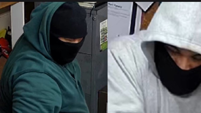 The two men wanted in relation to the Strathmore aggravated robbery. Photo / NZ Police