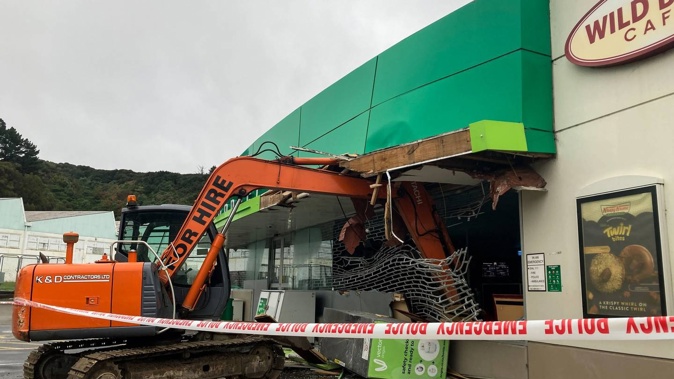 Randall stole the excavator from his father's building site before ploughing it into the BP. Photo / Melissa Nightingale