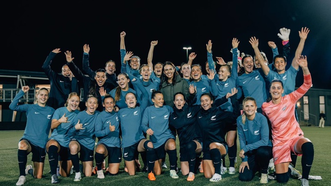 The Football Ferns and Jacinda Ardern. Photo / Twitter