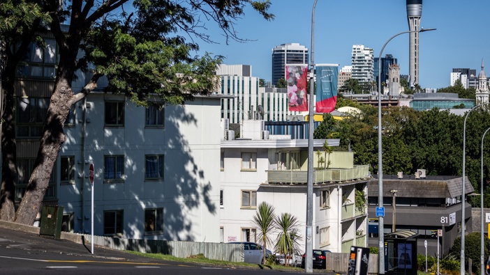 Kainga Ora housing between Cracroft Street and Bedford Street, Parnell. Photo / Michael Craig