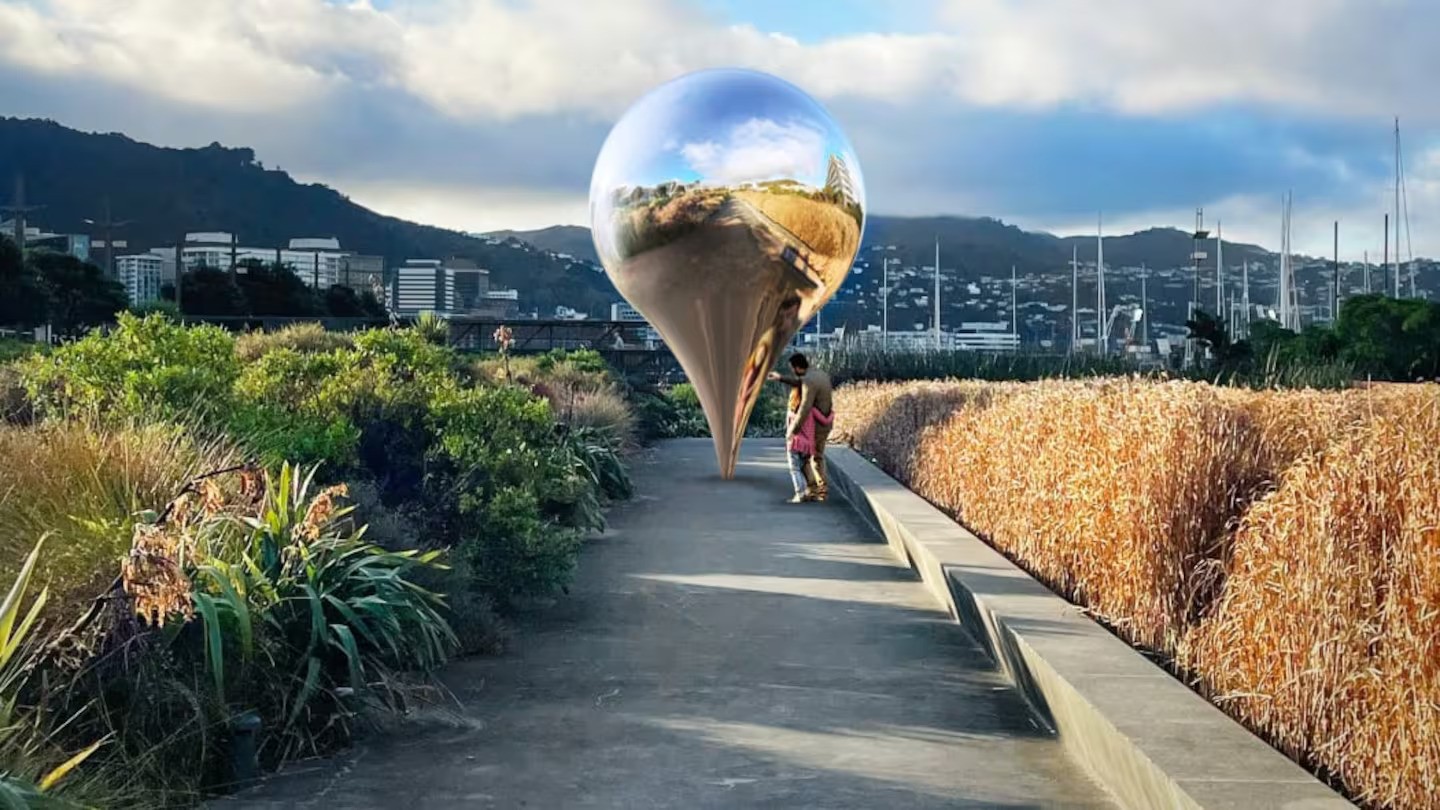 The sculpture KIMI/You Are Here by artist Seung Yul Oh. Photo / Wellington Sculpture Trust