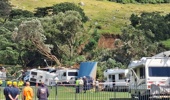 Emergency services at the scene of the Mount Maunganui landslide. Photo / Alister McHardy