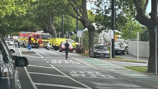 One person is in a serious condition following an accident involving a cyclist and a truck in the central Auckland suburb of Freemans Bay.