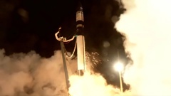 In a still taken from a video, Rocket Lab’s Electron rocket lifts off from Launch Complex 1 at Māhia, New Zealand, on May 25. From Rocket Lab