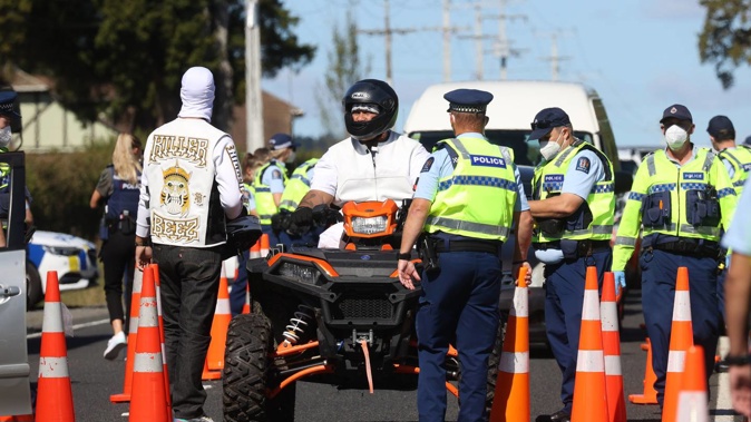 The Killer Beez president Josh Masters, was among those stopped by police today. (Photo / Brett Phibbs)