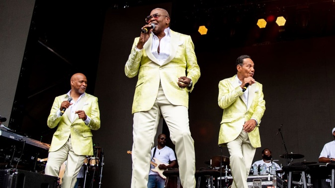 (From left): Roquel Payton, Alexander Morris and Ronnie McNeir of the Four Tops perform at the All In Music & Arts Festival in Indianapolis on September 3, 2022. Photo / AP