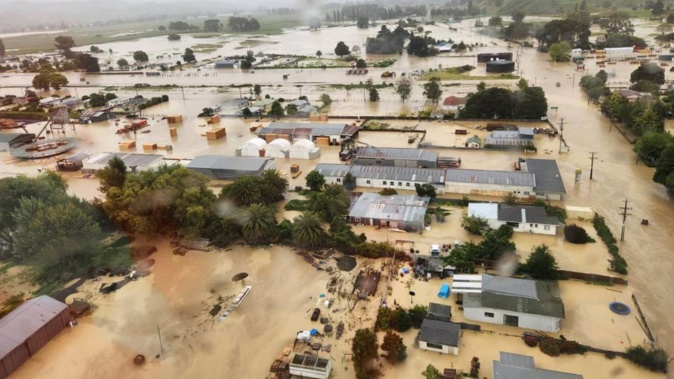 Flooding in Wairoa after the river burst its banks due to heavy rain from Cyclone Gabrielle. Photo / Wairoa District Council's Emergency Controller