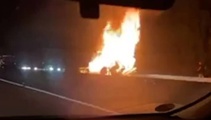 Car in flames on Auckland motorway, traffic delayed