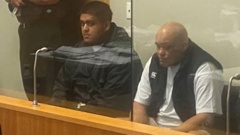 Rebels gang members Texas Doctor (right) and son Wiremu Doctor appear in Auckland District Court for sentencing. Photo / Craig Kapitan
