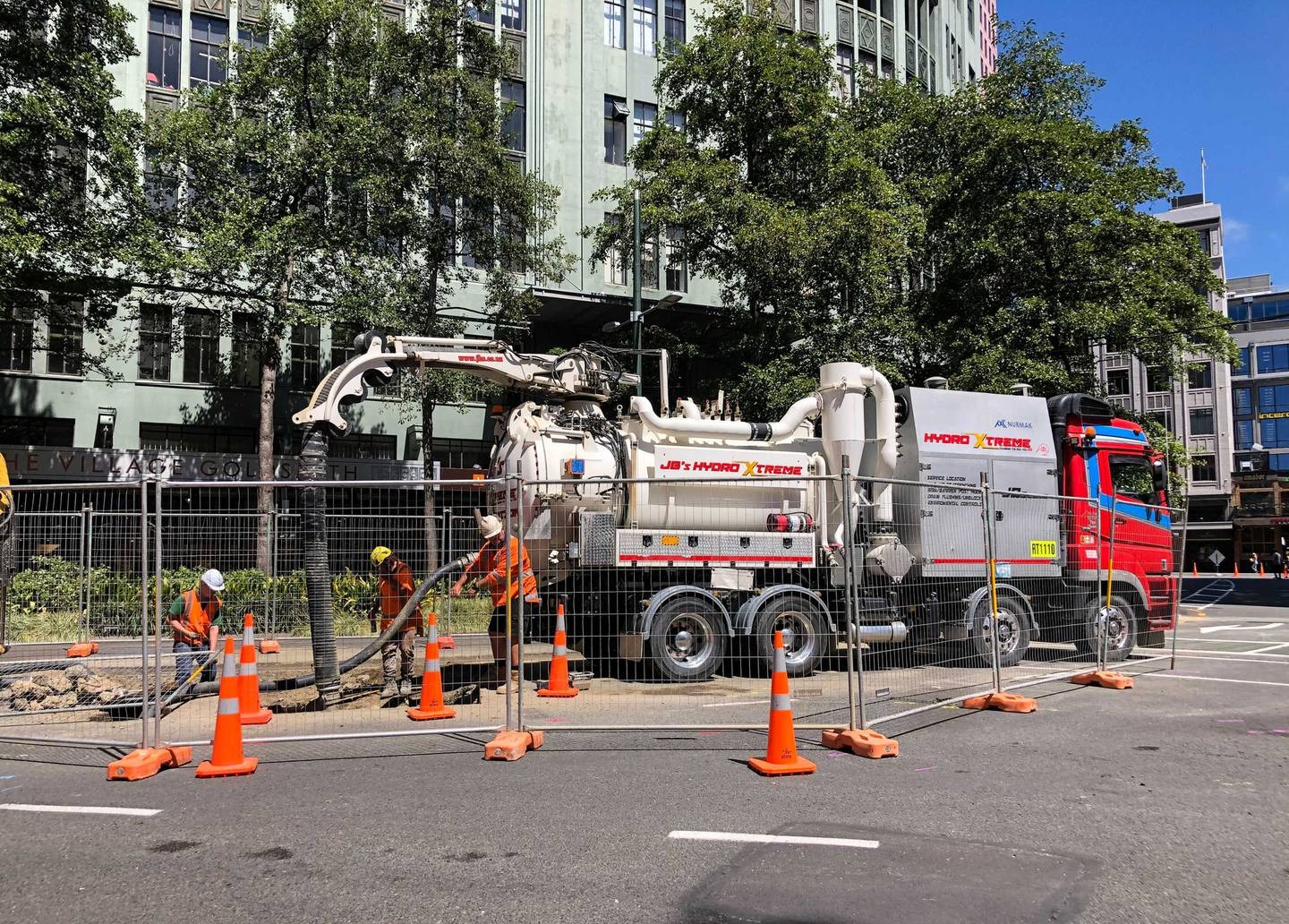 Wellington Water workers repair a broken pipe. Photo / Georgina Campbell