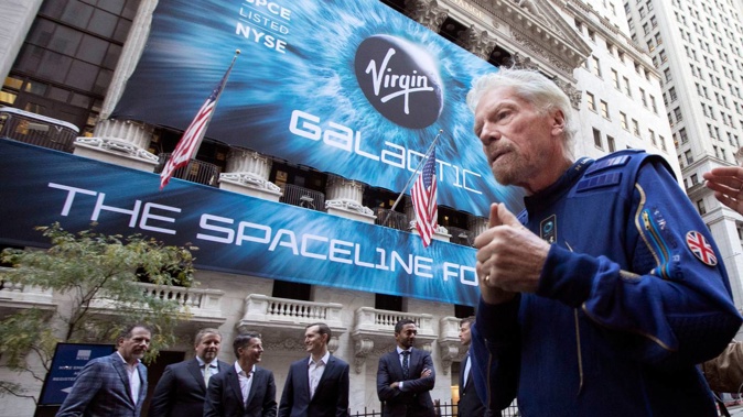Richard Branson, founder of Virgin Galactic, outside the New York Stock Exchange. (Photo / AP)