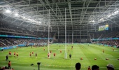 The Red's warm up for game on day two of Super Round against the Blues in Christchurch on April 25, 2026. Herald photograph by Alyse Wright