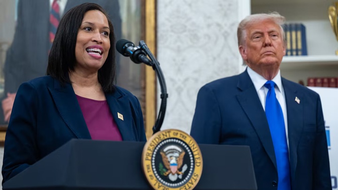 Washington DC Mayor Muriel Bowser and US President Donald Trump in the Oval Office in May. Photo / Annabelle Gordon, For The Washington Post