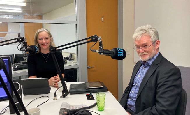 Former Wellington City councillor Jo Coughlan and Wellington Gold Awards director John Dow. Image / Newstalk ZB