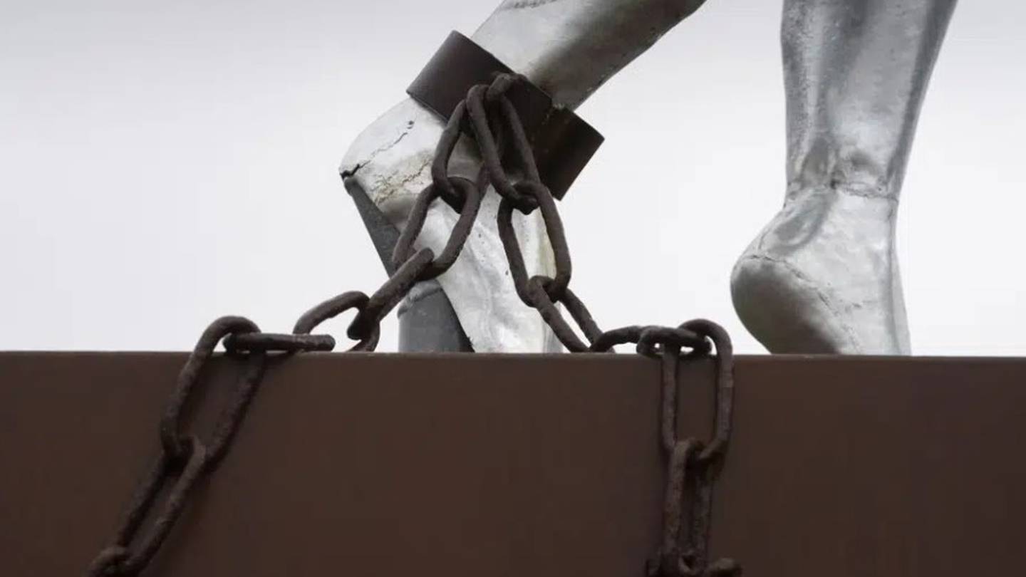 Clave, Monument for Slavery, by Alex da Silva, is seen in Rotterdam, Netherlands. Photo / AP