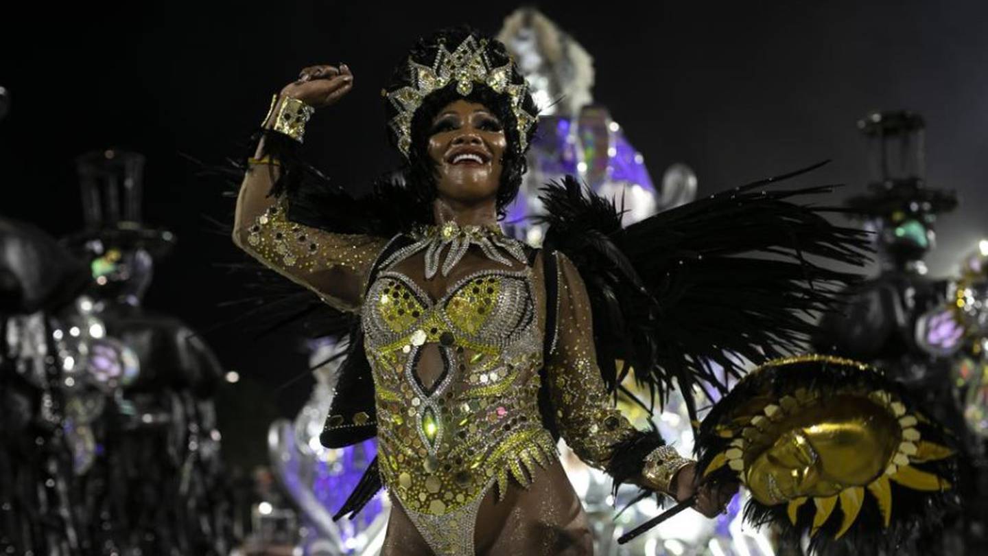 A performer from the Viradouro samba school parades during Carnival celebrations. Photo / AP