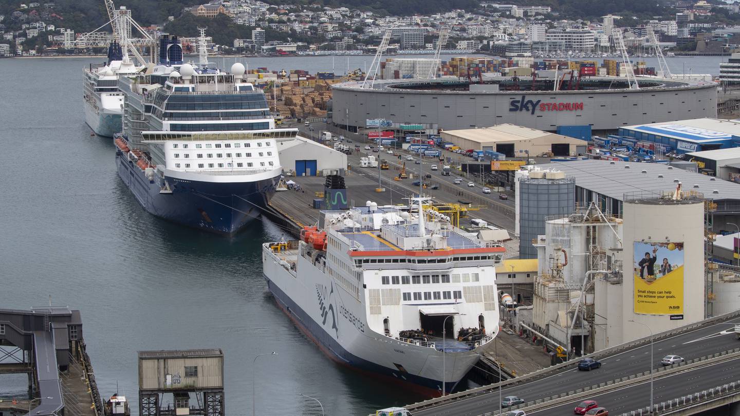 The Interislander Cook Strait ferry Kaitaki docked at CentrePort in Wellington Photo / Mark Mitchell