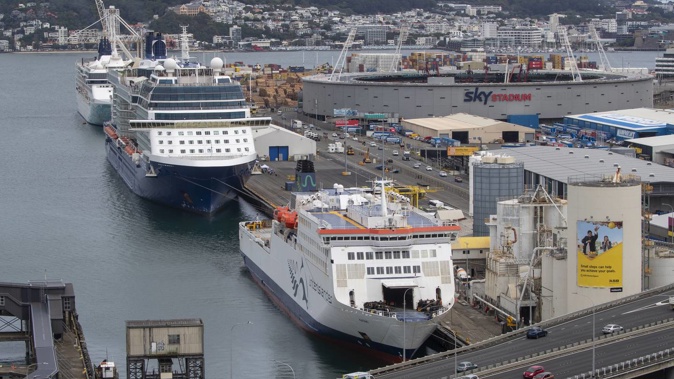 The Interislander Cook Strait ferry Kaitaki docked at CentrePort in Wellington Photo / Mark Mitchell