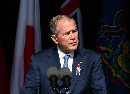 Former US President George W. Bush speaks during a 9/11 commemoration at the Flight 93 National Memorial in Shanksville, Pennsylvania on Sept. 11. (Photo / Getty)