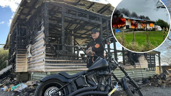 It was once Ted Shortland’s dream to own a Harley-Davidson. The bike was one of very few things he was able to save in a fire that destroyed his home. Photo / Brianna Stewart