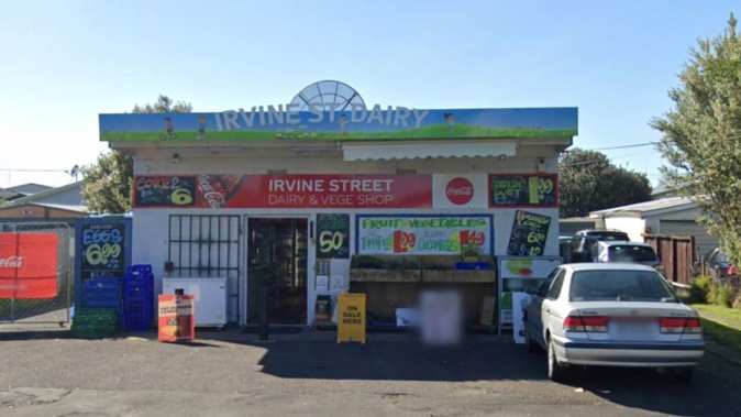 The robbery happened at Irvine St Dairy on Saturday morning. Photo / Google Maps