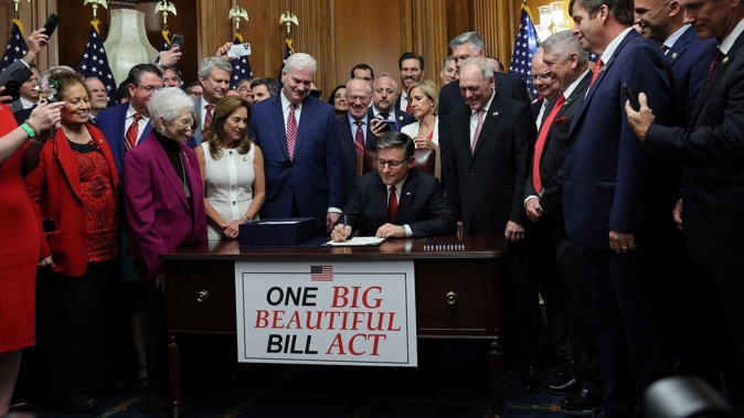 The Republican-led US Congress narrowly passed Donald Trump's flagship spending bill after a marathon voting session on the package. Photo / Jemal Countess, AFP