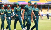 Players of Australia make their way out for the National Anthems ahead of the ICC Men's T20 World Cup India & Sri Lanka 2026 match between Australia and Zimbabwe at R. Premadasa Stadium on February 13, 2026 in Colombo, Sri Lanka. (Photo by Robert Cianflone/Getty Images)