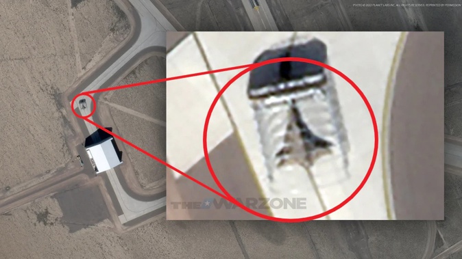 The delta-shaped aircraft seen at Area 51. Photo / The Warzone