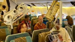 Aftermath of the turbulence on Singapore Airlines flight SQ321 that killed one and injured many others.
