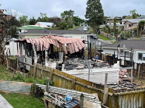 Family of Tex Witika blessed his property yesterday morning along with police. (Photo / Miriam Burrell)