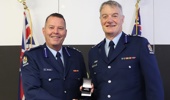 Mike Pannett, left, presenting an award to fellow Assistant Commissioner Mike Rusbatch last year. Pannett has now been promoted to the role of statutory Deputy Commissioner. Photo / NZ Police