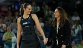 Ameliaranne Ekenasio with Silver Ferns head coach Dame Noeline Taurua after victory in the 2024 Constellation Cup. Photo / Getty Images