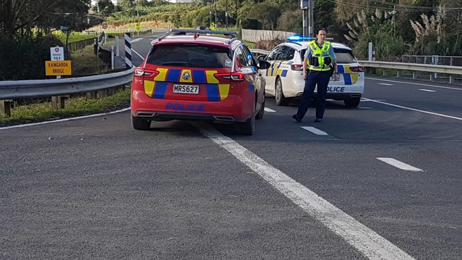 The police roadblock on SH10 at Kaingaroa near where two people died when two trucks collided on May 30. Five people have died on Northland’s roads this week. Photo / Mike Dinsdale