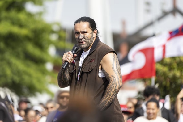 Eru Kapa-Kingi says Toitū Te Tiriti is no longer aligned with Te Pāti Māori and that the movement is a kaupapa for everyone. Photo / NZME
