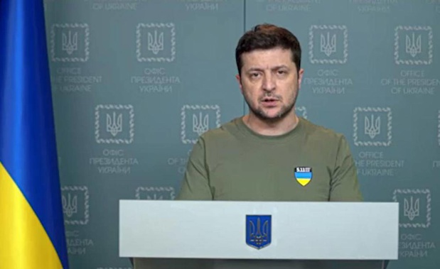 In this image taken from video provided by the Ukrainian Presidential Press Office, Ukrainian President Volodymyr Zelenskyy speaks to the nation in Kyiv, Ukraine on Thursday, March 3. (Photo / AP)