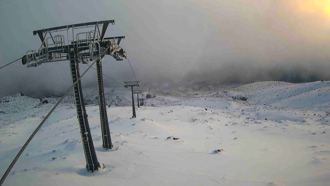The top of the High Noon Express chairlift at Tūroa Ski field, on Mt Ruapehu's south-western side, pictured on Tuesday this week. Photo / Supplied